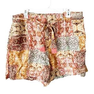 Johnny Was Shorts Women's XL Astoria Easy Linen Patchwork Boho Bohemian